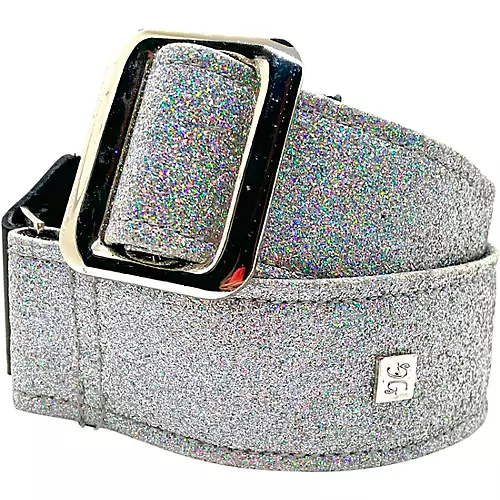 Get'm Get'm Gorgi Glitter Hologram Guitar Strap Silver 2 in.