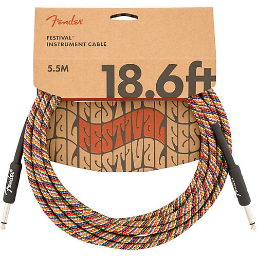 Fender Festival Straight to Straight Instrument Cable 18.6 ft. Rainbow