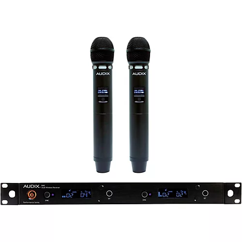 Audix AP42 VX5 Dual Handheld Wireless Microphone System With R42 2-Channel Diversity Receiver and 2 H60/VX5 Handheld Transmitters Band B