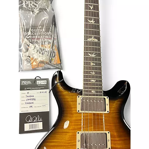 Used 2022 PRS Santana Signature Black Gold Burst Solid Body Electric Guitar Black Gold Burst
