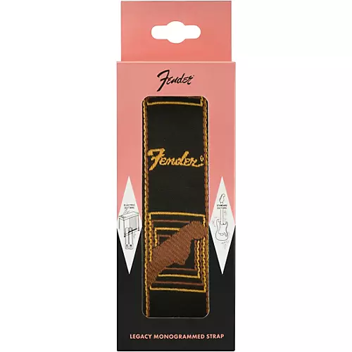 Fender Legacy Monogrammed Guitar Strap Black, Yellow, and Brown 2 in.
