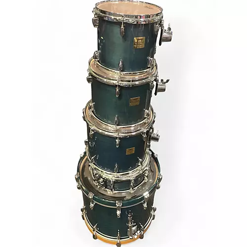 Used Yamaha 5 Piece Maple Custom Absolute Sea Blue Drum Kit Sea Blue