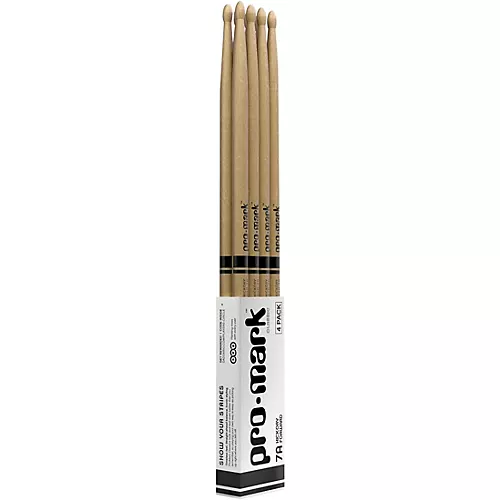 Promark Classic Forward Hickory Oval Wood Tip Drum Sticks 4-Pack 2B Wood