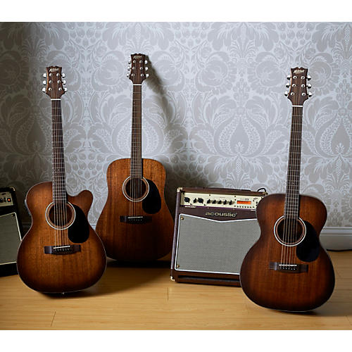 Mitchell T333CE-BST Mahogany Auditorium Acoustic-Electric Guitar Edge Burst