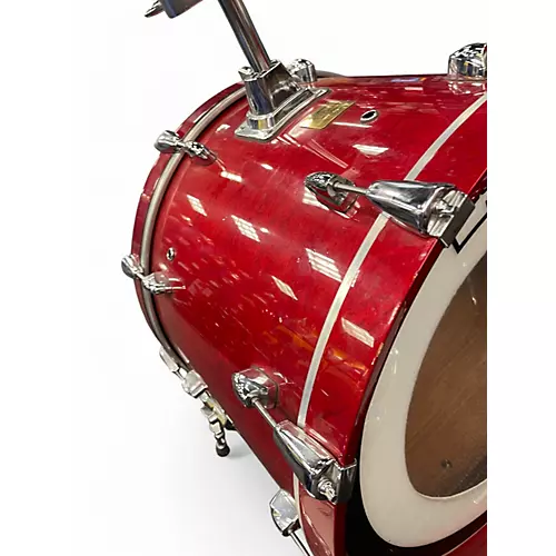 Used 2000s Yamaha 4 Piece Birch Custom Absolute Trans Red Drum Kit Trans Red