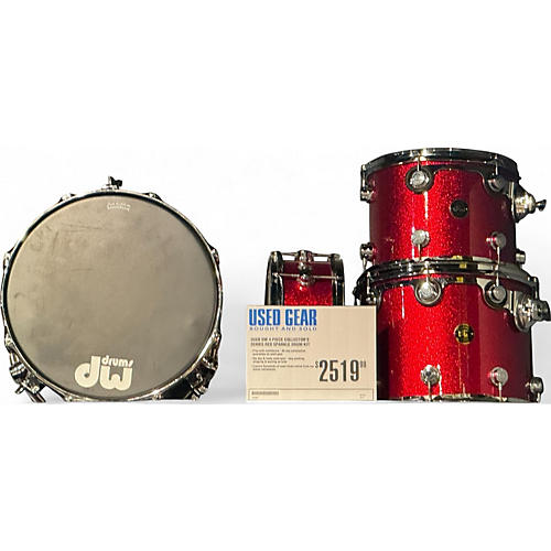 Used DW 4 piece Collector's Series Red Sparkle Drum Kit Red Sparkle