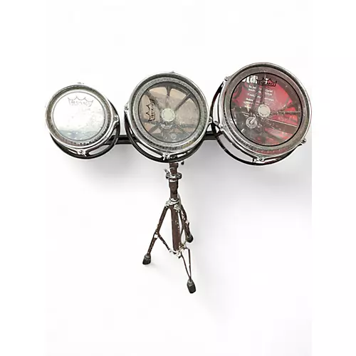 Used Remo 3 Piece Rototom Black Roto Toms Black 64