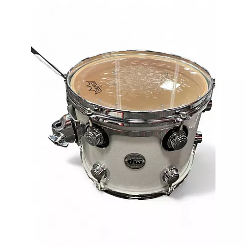 Used DW 4 Piece Collector's Series white glass Drum Kit white glass