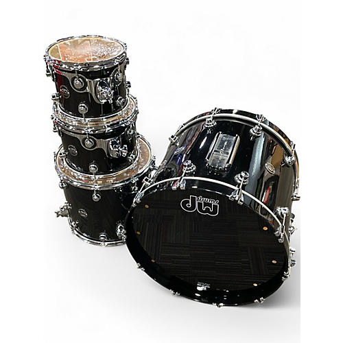 Used DW 4 Piece Performance Series Black Mirra Drum Kit Black Mirra