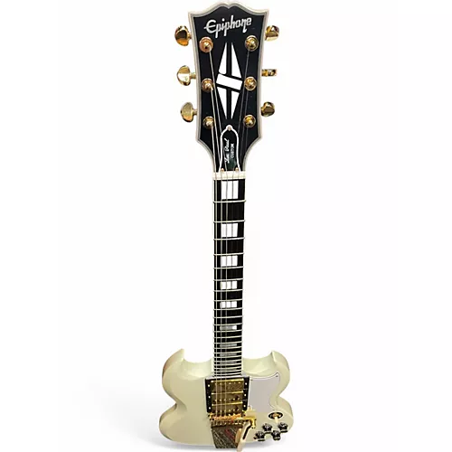 Used Epiphone Inspired by Gibson Custom 1963 Les Paul SG Custom With Maest Classic White Solid Body Electric Guitar Classic White