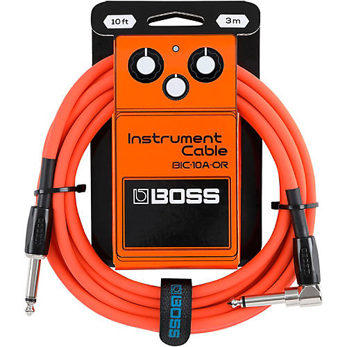 BOSS BIC-10 Straight to Angled Instrument Cable 10 ft. Orange