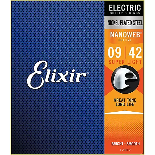 Elixir Electric Guitar Strings with NANOWEB Coating, Super Light (.009-.042) 2-Pack