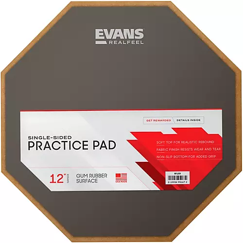 EVANS RF12G RealFeel Drum Practice Pad Gray 12 in.