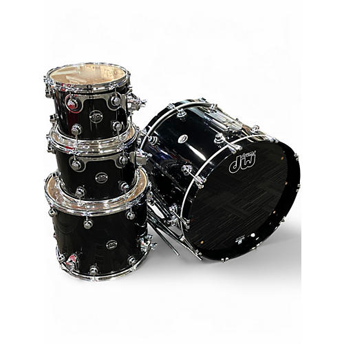 Used DW 4 Piece Performance Series Black Mirra Drum Kit Black Mirra