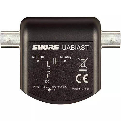 Shure UABIAST-US In-line adapter. Supplies 12V DC bias power over coaxial BNC cable, includes PS23US