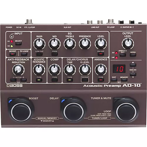 BOSS AD-10 Acoustic Guitar Multi-Effects Pedal Brown