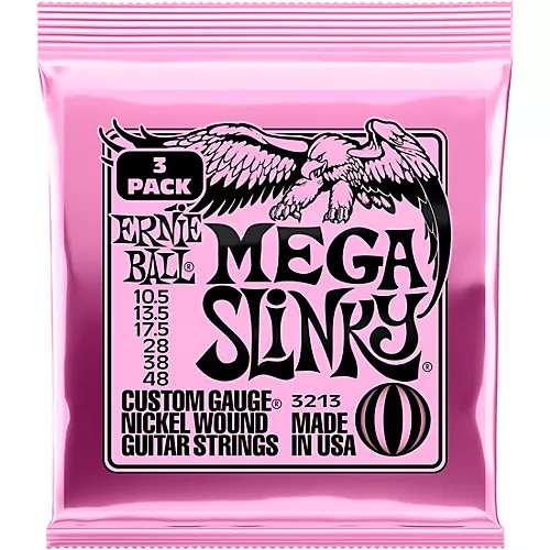 Ernie Ball Mega Slinky Nickel Wound Electric Guitar Strings 3-Pack 10.5 - 48
