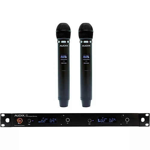 Audix AP42 VX5 Dual Handheld Wireless Microphone System With R42 2-Channel Diversity Receiver and 2 H60/VX5 Handheld Transmitters Band B