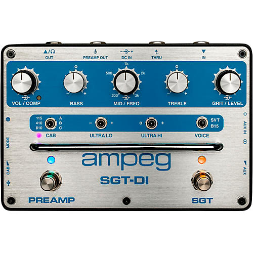 Ampeg SGT-DI Blue Line Anniversary Edition All-in-One Bass Box Effects Pedal Silver and Blue