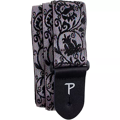 Perri's Black Lace Floral Jacquard Guitar Strap 2 in.
