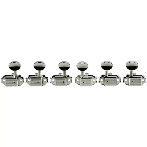 Kluson 3 Per Side Deluxe Series Oval Metal Single Line Logo Tuning Machines Nickel