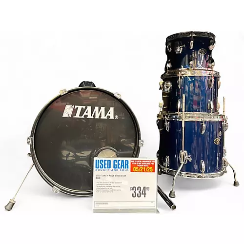 Used TAMA 4 Piece stage star Blue Drum Kit Blue