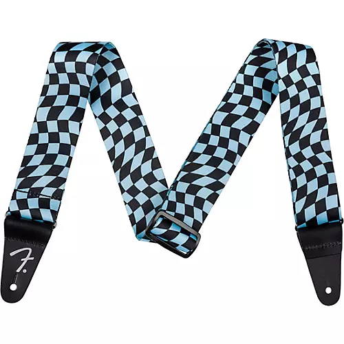 Fender Wavy Checkerboard Polyester Guitar Strap Blue