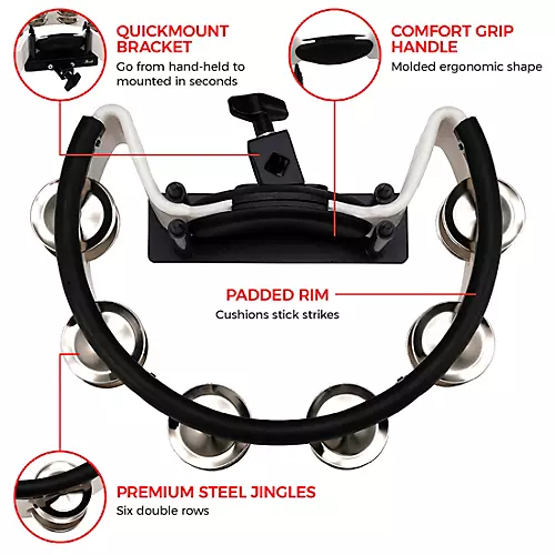 Pearl Quickmount Tambourine With Premium Steel Jingles