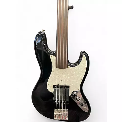 Used Fender Standard Jazz Fretless Black and White Electric Bass Guitar Black and White