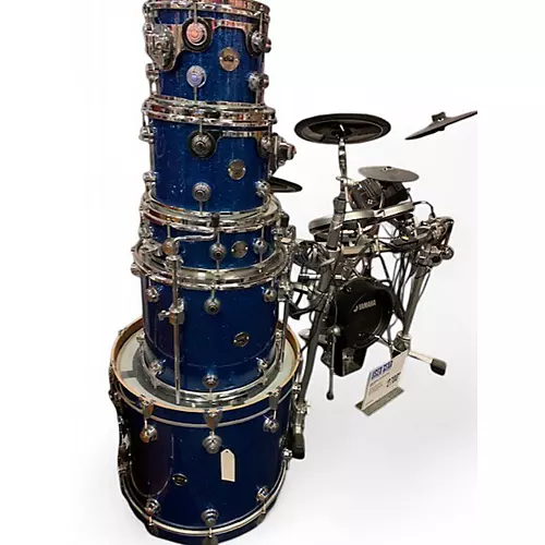 Used DW 5 Piece CONTEMPORARY CLASSIC BLUE SPARKLE Drum Kit BLUE SPARKLE