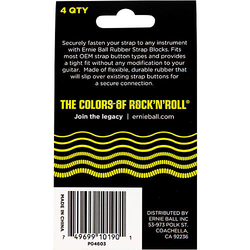 Ernie Ball Strap Blocks 4-Pack, Black and Red