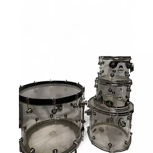 Used DW 4 Piece Design Series Acrylic Black Drum Kit Black