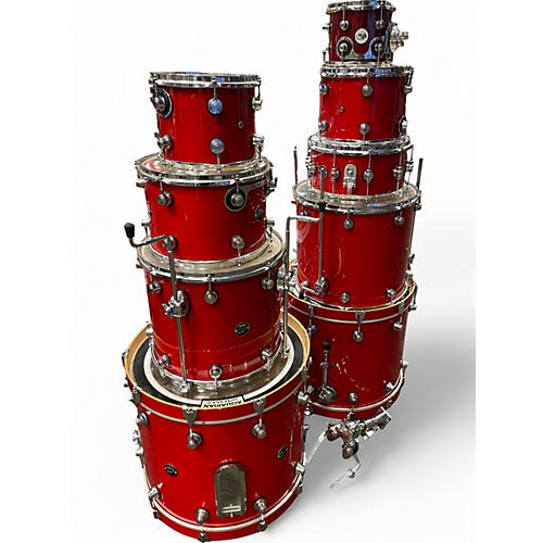 Used DW 9 Piece Performance Series 9 Piece Trans Red Drum Kit Trans Red