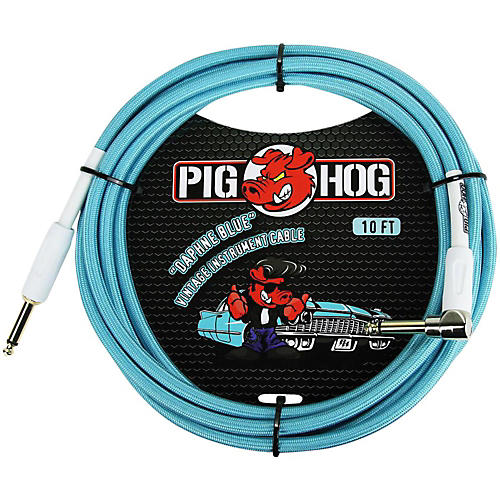 Pig Hog Right Angle Instrument Cable 10 ft. Daphne Blue