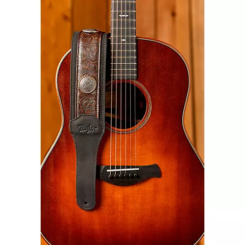 Taylor Grand Pacific Leather Strap, Nickel Conchos Black 3 in.