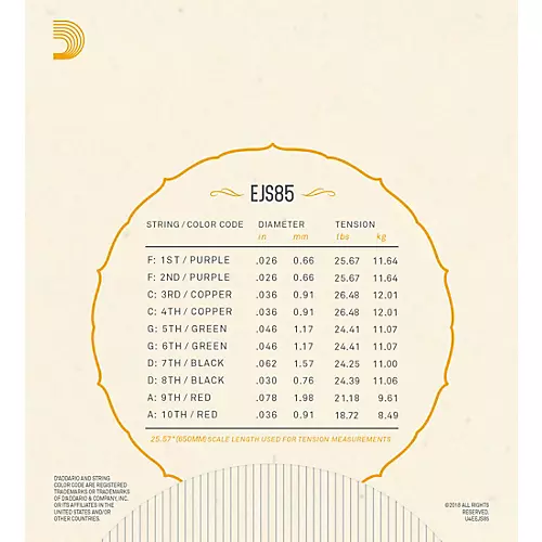 D'Addario EJS85 Stainless Steel Bajo Quinto String Set