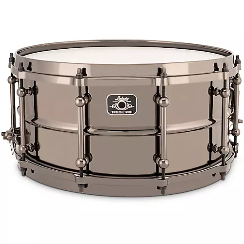 Ludwig Universal Series Black Brass Snare Drum with Black Nickel Die-Cast Hoops 14 x 6.5 in.