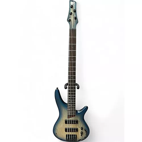 Used Ibanez SR605E 5 String Cosmic Blue Starburst Flat Electric Bass Guitar Cosmic Blue Starburst Flat