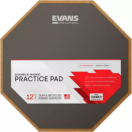 EVANS RealFeel 2-Sided Speed and Workout Drum Pad Gray 12 in.