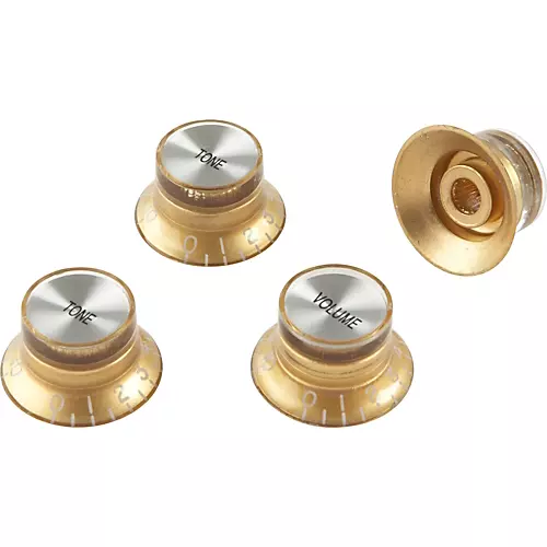 Proline Electric Guitar Top Hat Style Knobs 4-Pack Gold