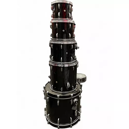 Used 2000s Pearl 5 Piece Masters Studio Black Drum Kit Black