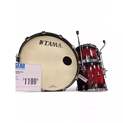 Used 2018 TAMA 3 Piece Starclassic RED MAHOGANY Drum Kit RED MAHOGANY
