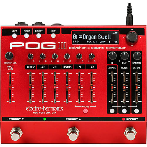 Electro-Harmonix POG3 Polyphonic Octave Generator Effects Pedal Red