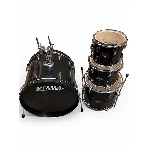 Used TAMA 4 Piece Imperialstar Hairline Black Drum Kit Hairline Black