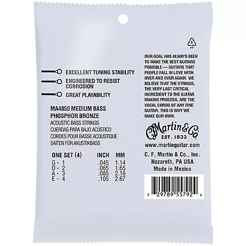 Martin Authentic Acoustic Phosphor Bronze Medium Bass Strings