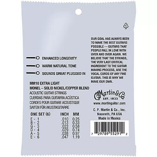 Martin MM10 Retro Extra Light Acoustic Guitar Strings