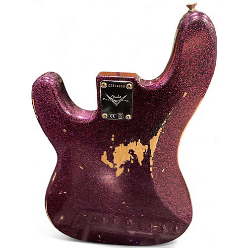 Used 2022 Fender 58 p-bass hvy rel aged magenta sparkle Electric Bass Guitar aged magenta sparkle