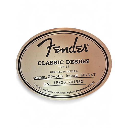 Used Fender CD60s Dreadnought Natural Acoustic Guitar Natural