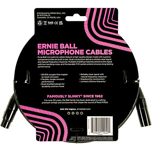 Ernie Ball XLR Microphone Cable 20 ft. Black