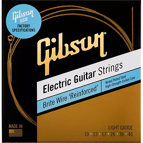 Gibson Brite Wire 'Reinforced' Electric Guitar Strings, Light Gauge